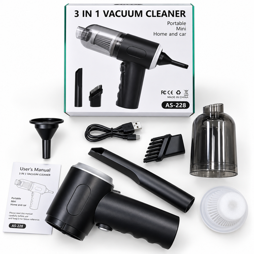 AS-228 – Aspirateur Portable 3-en-1 Sans Fil pour Voiture &amp; Maison